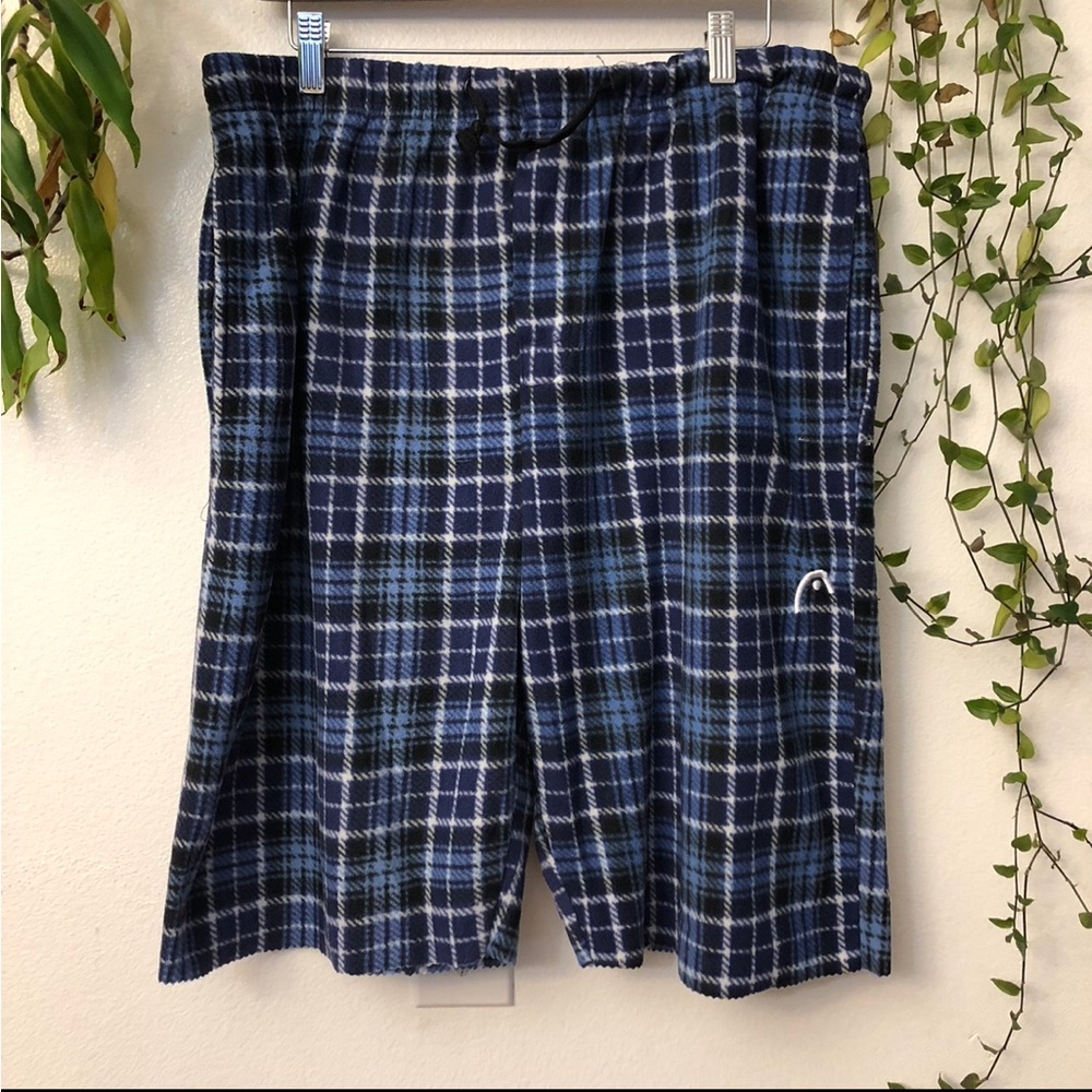 Blue Plaid Men's flannel pajama shorts
